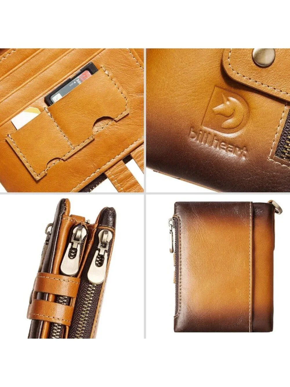 Genuine Leather Biker Wallet with Chain, RFID Blocking Anti-Theft Bifold Design